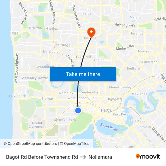 Bagot Rd Before Townshend Rd to Nollamara map