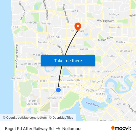 Bagot Rd After Railway Rd to Nollamara map