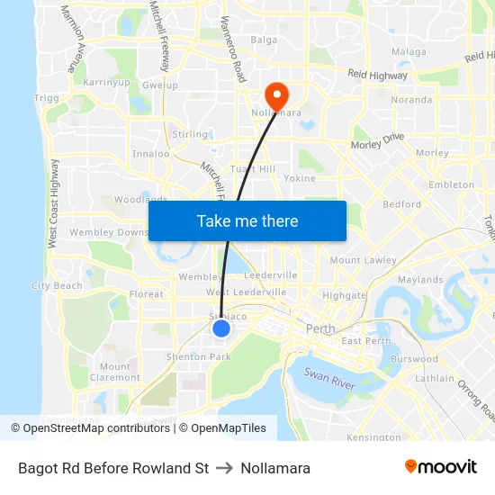 Bagot Rd Before Rowland St to Nollamara map