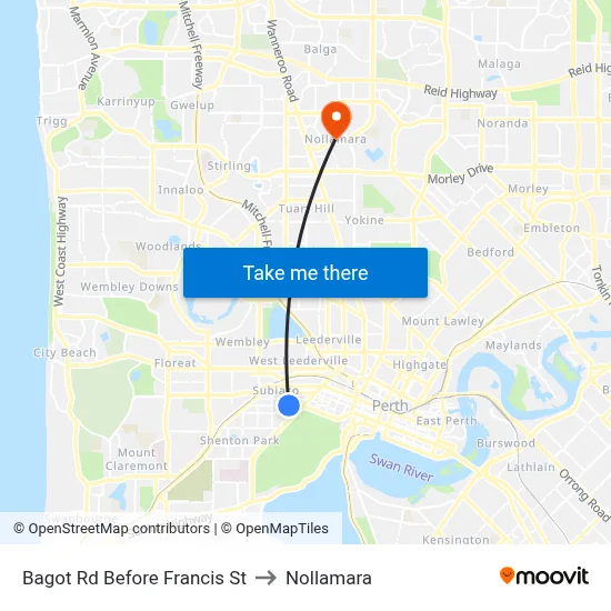 Bagot Rd Before Francis St to Nollamara map
