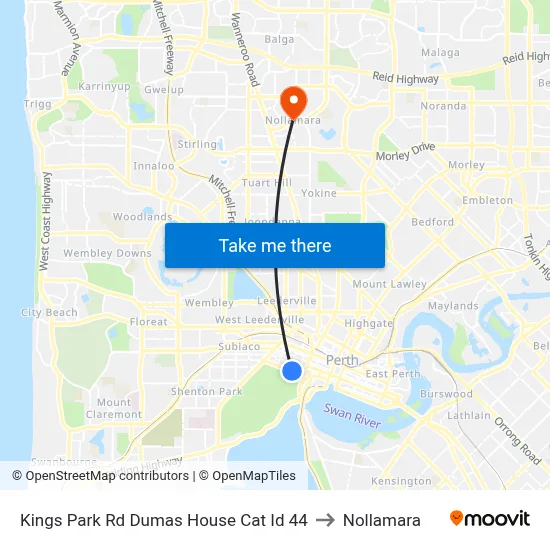 Kings Park Rd Dumas House Cat Id 44 to Nollamara map