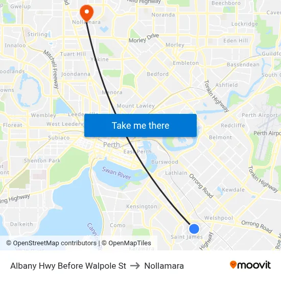 Albany Hwy Before Walpole St to Nollamara map