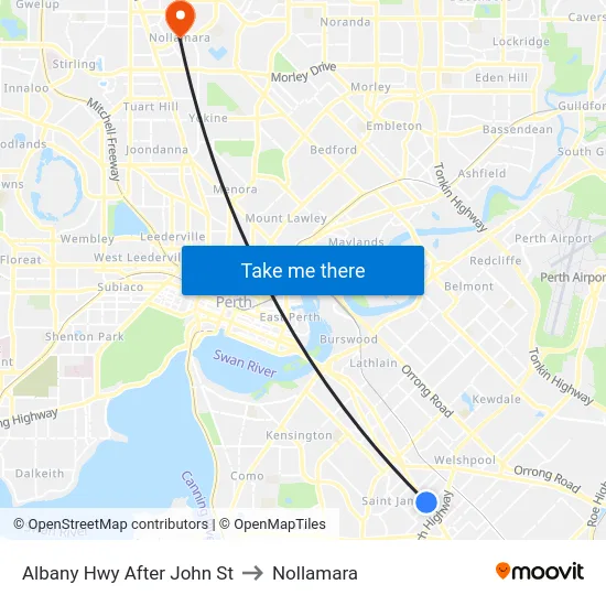 Albany Hwy After John St to Nollamara map