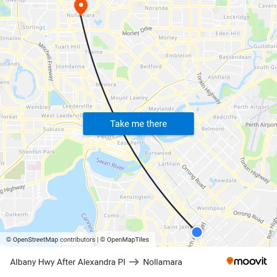 Albany Hwy After Alexandra Pl to Nollamara map