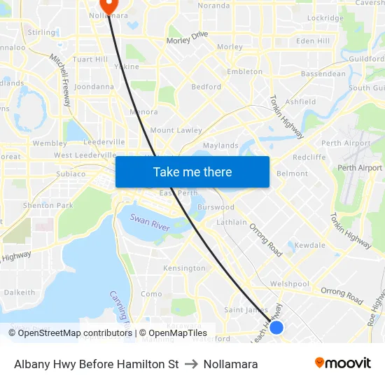 Albany Hwy Before Hamilton St to Nollamara map
