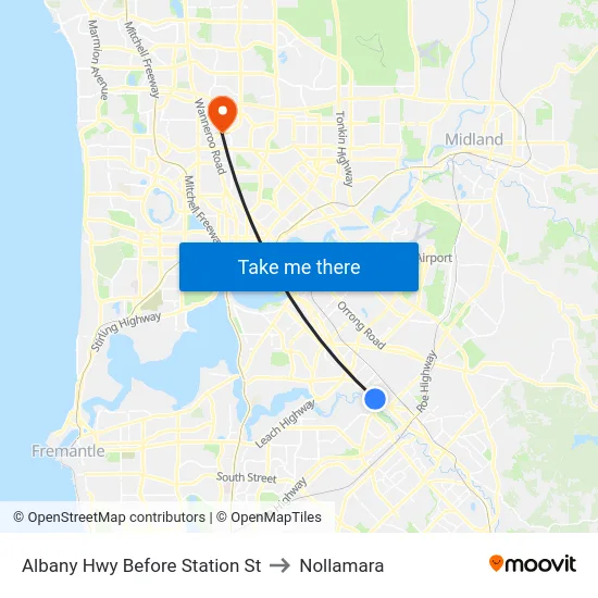 Albany Hwy Before Station St to Nollamara map