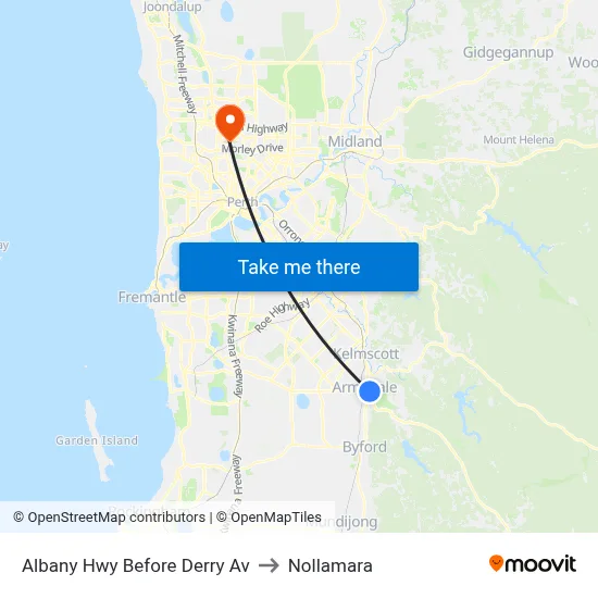 Albany Hwy Before Derry Av to Nollamara map