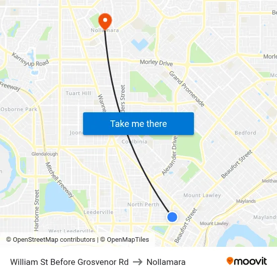 William St Before Grosvenor Rd to Nollamara map