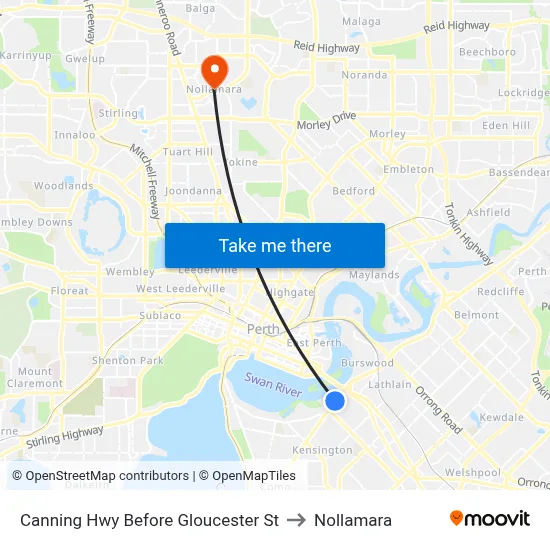 Canning Hwy Before Gloucester St to Nollamara map