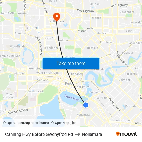 Canning Hwy Before Gwenyfred Rd to Nollamara map