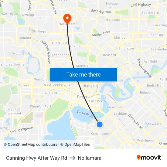 Canning Hwy After Way Rd to Nollamara map