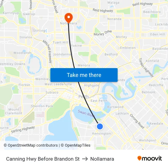 Canning Hwy Before Brandon St to Nollamara map