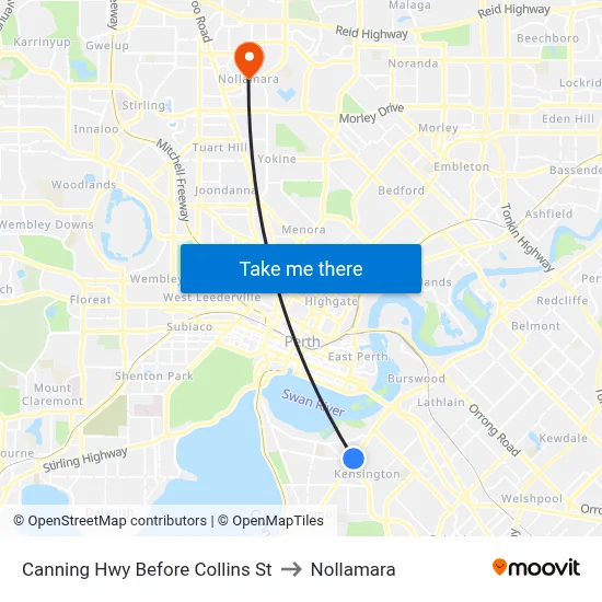 Canning Hwy Before Collins St to Nollamara map