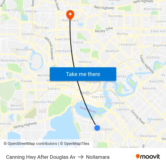 Canning Hwy After Douglas Av to Nollamara map