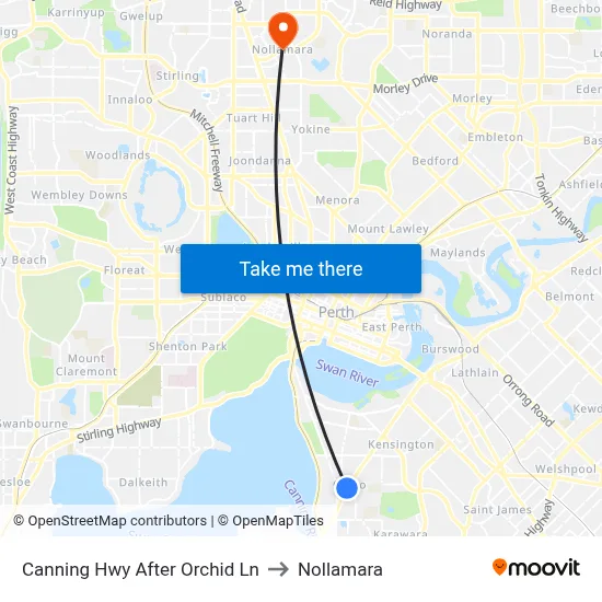 Canning Hwy After Orchid Ln to Nollamara map