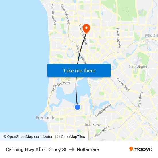 Canning Hwy After Doney St to Nollamara map