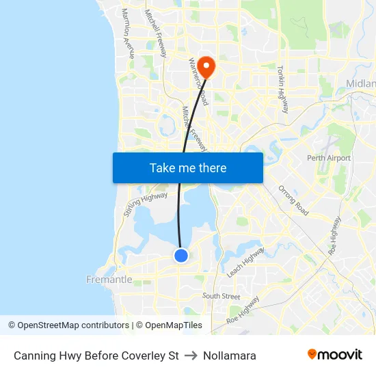 Canning Hwy Before Coverley St to Nollamara map