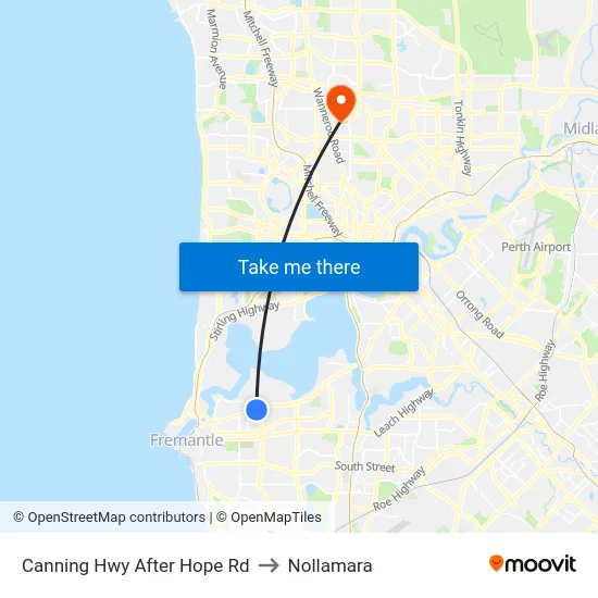 Canning Hwy After Hope Rd to Nollamara map