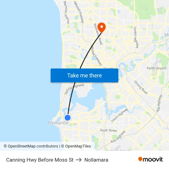 Canning Hwy Before Moss St to Nollamara map