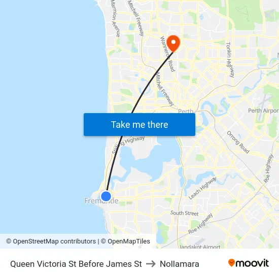 Queen Victoria St Before James St to Nollamara map