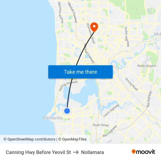 Canning Hwy Before Yeovil St to Nollamara map
