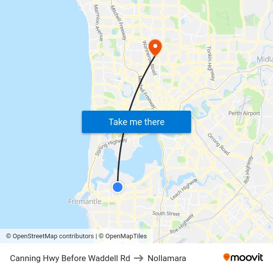 Canning Hwy Before Waddell Rd to Nollamara map