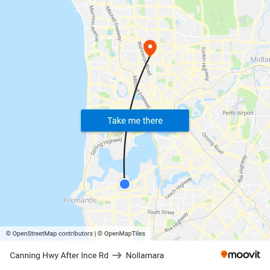 Canning Hwy After Ince Rd to Nollamara map