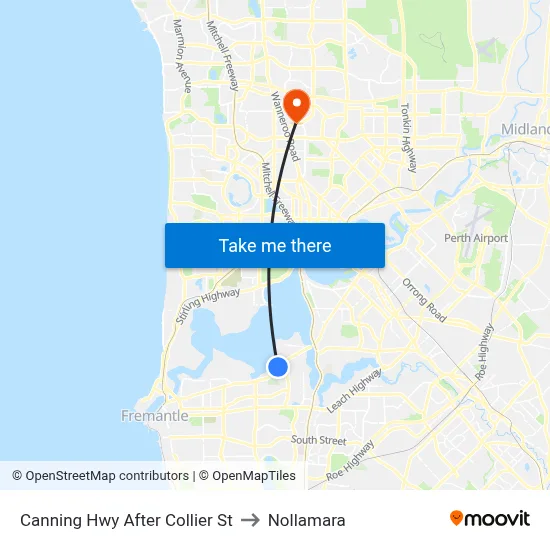 Canning Hwy After Collier St to Nollamara map