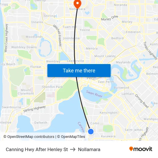 Canning Hwy After Henley St to Nollamara map