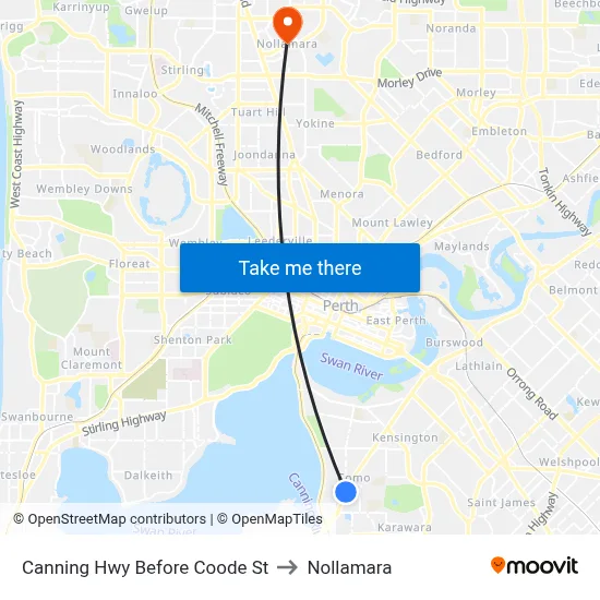Canning Hwy Before Coode St to Nollamara map