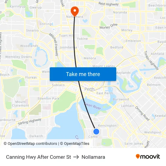 Canning Hwy After Comer St to Nollamara map