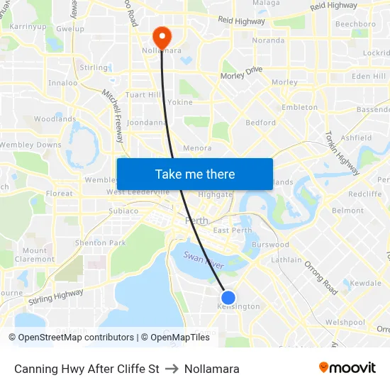 Canning Hwy After Cliffe St to Nollamara map