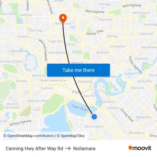 Canning Hwy After Way Rd to Nollamara map