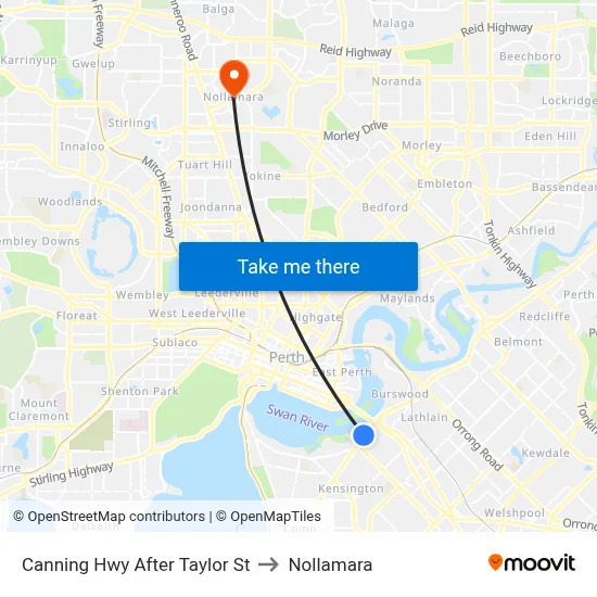 Canning Hwy After Taylor St to Nollamara map
