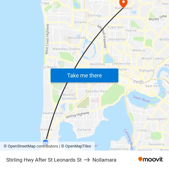 Stirling Hwy After St Leonards St to Nollamara map