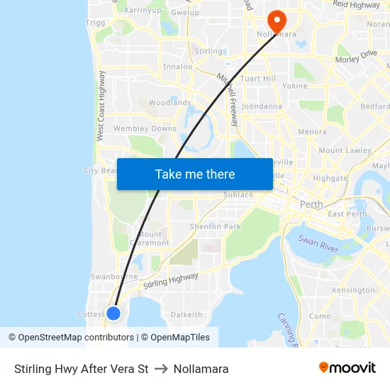 Stirling Hwy After Vera St to Nollamara map