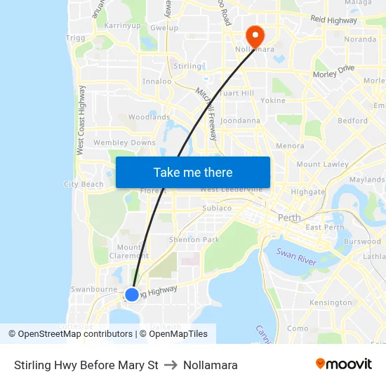 Stirling Hwy Before Mary St to Nollamara map