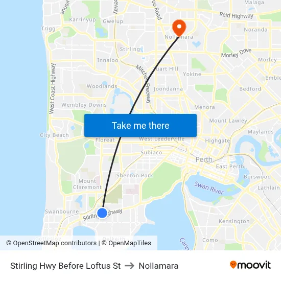 Stirling Hwy Before Loftus St to Nollamara map
