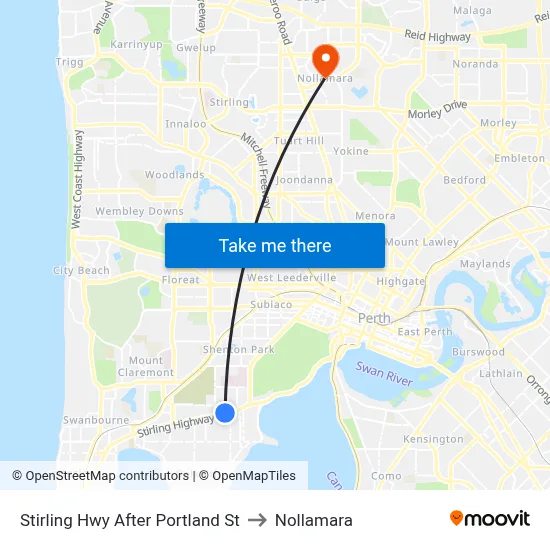 Stirling Hwy After Portland St to Nollamara map