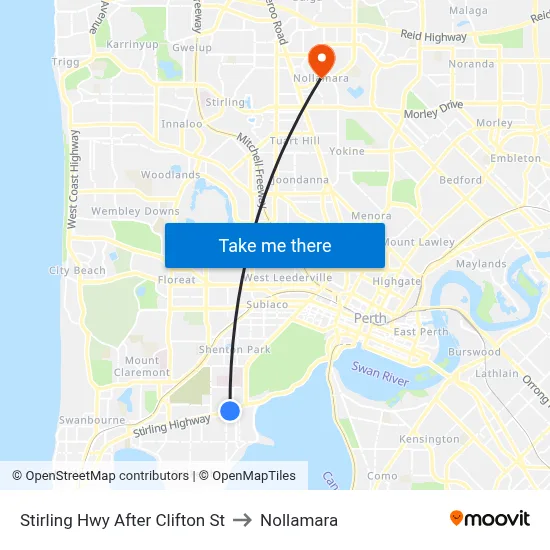 Stirling Hwy After Clifton St to Nollamara map
