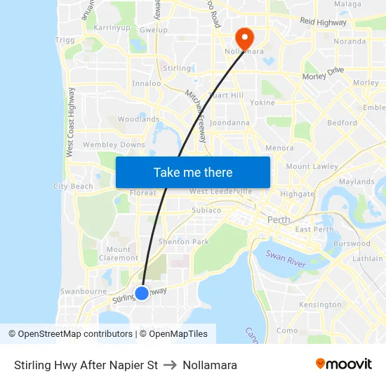 Stirling Hwy After Napier St to Nollamara map