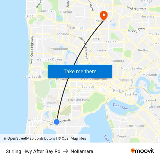 Stirling Hwy After Bay Rd to Nollamara map