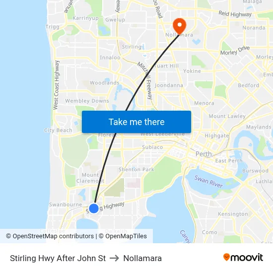 Stirling Hwy After John St to Nollamara map