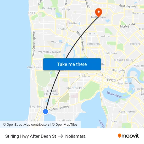 Stirling Hwy After Dean St to Nollamara map