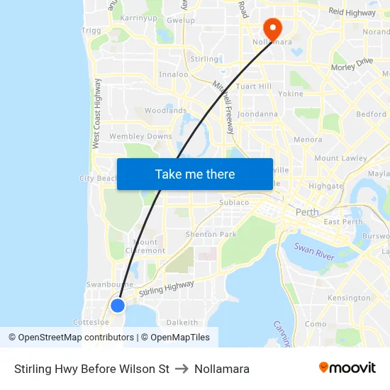 Stirling Hwy Before Wilson St to Nollamara map