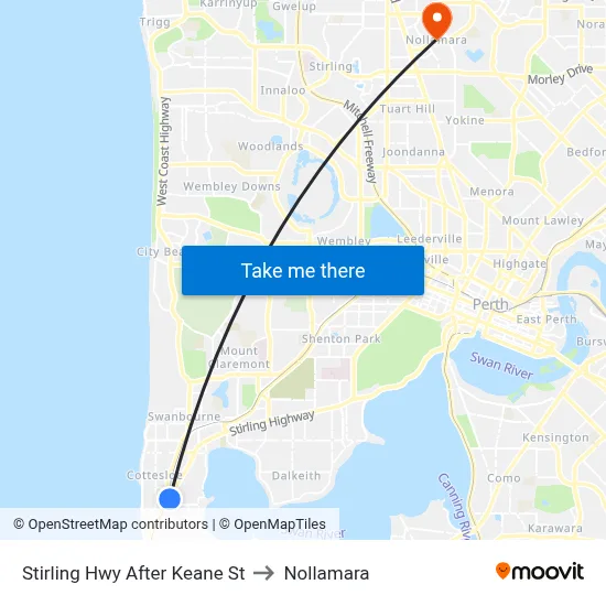 Stirling Hwy After Keane St to Nollamara map