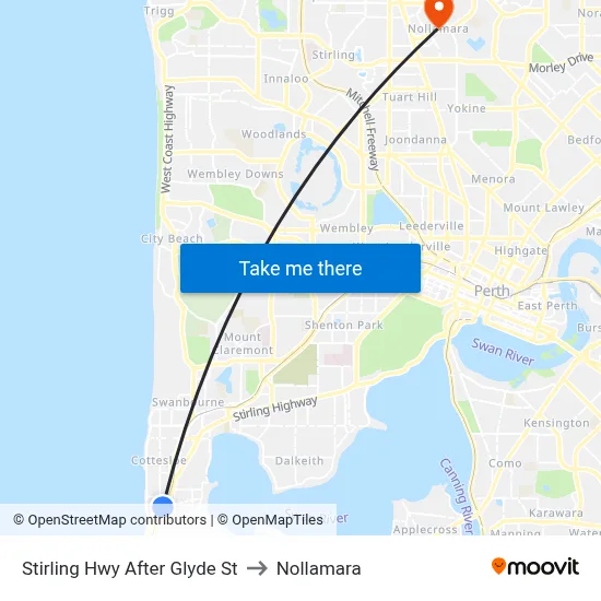 Stirling Hwy After Glyde St to Nollamara map