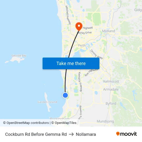 Cockburn Rd Before Gemma Rd to Nollamara map