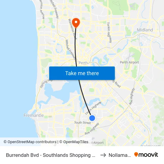 Burrendah Bvd - Southlands Shopping Ctr to Nollamara map