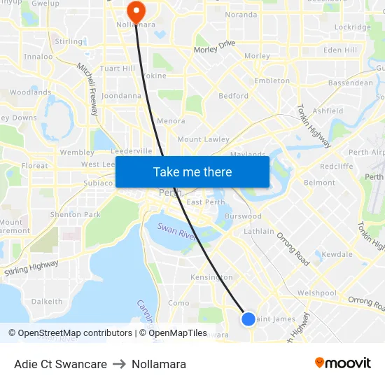 Adie Ct Swancare to Nollamara map